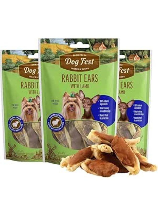 Dog Fest Rabbit Ears with Lamb Natural Chewy Treat for Small Breed Dogs – High Protein, Grain-Free, 55 g - Image 1